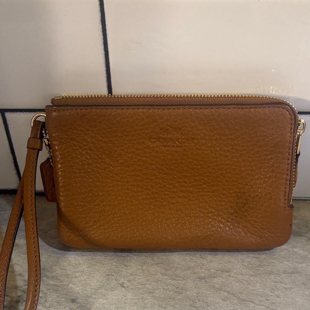 Coach Tan Leather Wristlet